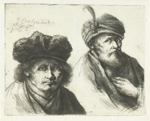 Två män, med hattar och turbaner av Jan Chalon