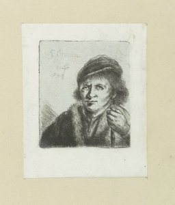 Volwassen man sätter hackad i stok The Compleat Work of Etchings av John Chalon / Oeuvre Complette des Eaux Fortes av Jean Chalon (serietitel) av Jan Chalon