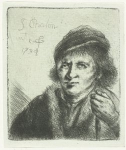 Vuxen man med hatt och käpp av Jan Chalon