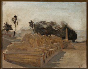 Sfinxallén i Amontemplet i Karnak. Från en resa till Egypten av Jan Ciągliński