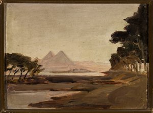 Utsikt över pyramiderna. Från en resa till Egypten av Jan Ciągliński