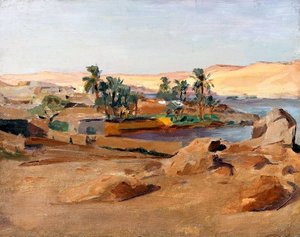 Floden Nilen nära Aswan. Från resan till Egypten