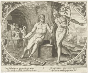 Phoebus informerar Vulcan om äktenskapsbrottet Venus och Mars (serietitel)