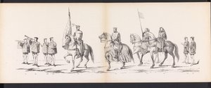 Leidenstudenternas maskerad, 1865 (skylt 11) Klädd procession som hölls av medlemmarna i Leidens studentkår den 6 juni 1865, för att fira 290-årsjubileet av Leidsche Hoogeschool, föreställande: holländarnas inträde b.