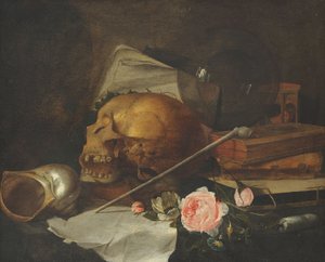 Stilleben med dödskalle, ca 1650 (olja på duk)