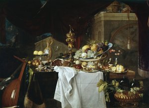 Stilleben (olja på duk av Jan Davidsz de Heem