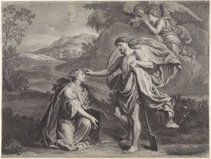 Kristus visar sig som trädgårdsmästare för Maria Magdalena (Noli me tangere) av Jan Edelinck (possibly)