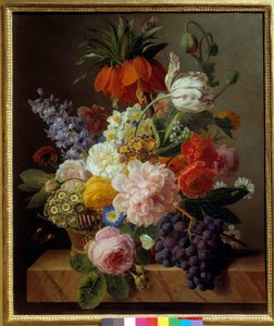Blommor och fruktmålning av Jan Frans van Dael (1764-1840) 1827 sön. 0,63 x 0,52 m Rouen. Museum of Fine Arts