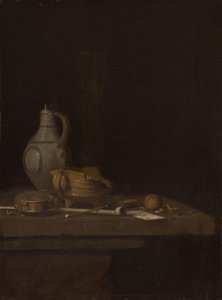 Stilleben med en stengodskruka och en brazier av Jan Fris