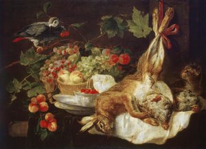 Hare, frukt och papegoja av Jan Fyt