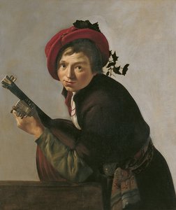 Ung man spelar en Theorbo av Jan Gerritsz van Bronckhorst