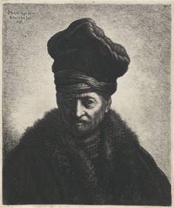 Byst av en man med pälsmössa Tronies efter Rembrandt (serietitel) av Jan Gillisz. van Vliet