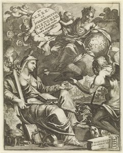 Allegori över kyrka och världshistoria Titelsida för Willem Goeree, De kerklyke en Weereldlyke historien. 1729 Kyrkan och världshistorien uyt d