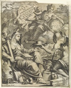 Allegori över kyrka och världshistoria Titelsida för Willem Goeree, De kerklyke en Weereldlyke historien. 1729 Kyrkan och världshistorien uyt d