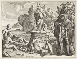 Voetstuk met de heilige Thomas Becket Titelsida voor J. Beeverell, Storbritanniens och Irlands nöjen, del 4, 1707 Förnöjelserna i Storbritannien och Irland (titel på objekt)