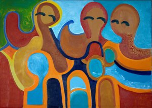 Girls at the Riverside, 2009 (olja på duk)