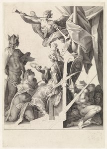 Mercury leder unga konstnärer till Minerva av Jan Harmensz. Muller