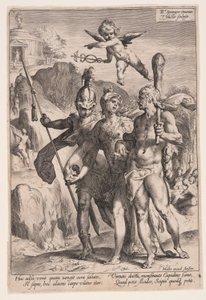 Minerva och Amor leder Herkules och Scipio till dygdens väg av Jan Harmensz. Muller