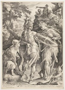 Minerva och Merkurius beväpnar Perseus för hans möte med Medusa