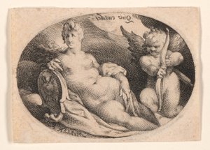 Venus och Amor i molnen av Jan Harmensz. Muller