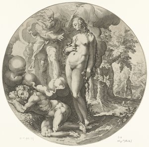 Skapelsens sjätte dag: människans skapelse Dies VI (titel på objekt) Creation of the World (serietitel) av Jan Harmensz. Muller