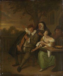 Man med en fiol i dåligt sällskap av Jan Havicksz. Steen (copy after)