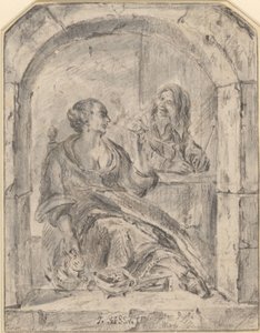 Piporökande kvinna och en man med två pipor av Jan Havicksz. Steen (possibly)