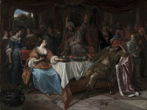 Ester, Ahasveros och Haman, ca 1668 av Jan Havicksz. Steen