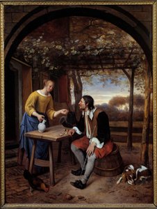 Resten av resenärens målning av Jan Steen (1626-1679)