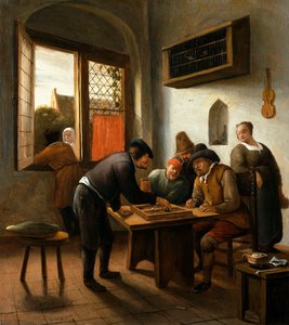 Tric Trac-spelare i en interiör, av Jan Havicksz. Steen