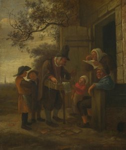 En Pedlar som säljer glasögon utanför en stuga, ca. 1653 av Jan Havickszoon Steen