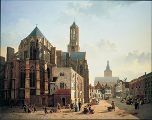 Utsikt över kören och tornet i Utrechts katedral, ca. 1829