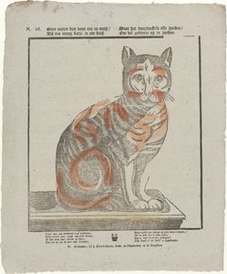 Inget mer nyttigt djur för röta och mus / Som en vacker kattunge i ditt hus. / Eftersom den söker i varje hörn / för att hitta detta djur (titel på objekt) av Jan Hendriksen