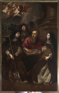 S:t Hieronymus med tre heliga (målning av Jan Hovaert