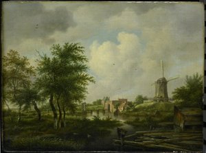 Den fallfärdiga vallen i Amsterdam med Weteringpoort, sett över Buitensingel