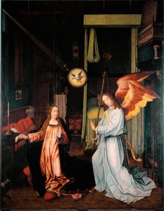 Bebådelsemålning på trä av Jan Provost (ca 1465-1529) Dim. 300x200 cm Genes, Galleria di Palazzo Bianco