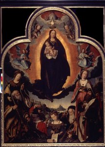 ""La Vierge en Gloire"" (Jungfruns förhärligande) Bland karaktärerna kring Jungfrun och Jesus Kristus: Kung David spelar harpa, den romerske kejsaren Augustus (Caius Julius Caesar Octavianus Augustus) (63 f.Kr.-14 e.Kr.), profeter