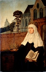 Saint Elizabeth av Portugal känd som Saint Isabella of Aragon (1271-1336) Detalj. Målning på trä av Jan Provost (ca 1465-1529) Dim. 140x90 cm Genes, Galleria di Palazzo Bianco