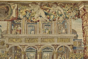 Detalj av slottet och musikerängeln från Vertumnus och Pomona, c.1630 av Jan II Raes