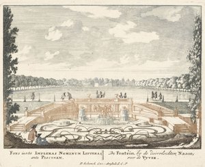 Fontän och stor damm i Het Loo-palatsets trädgårdar, 1694-97