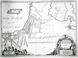 Karta över Abrahams, Isaks och Jakobs resor, 1652