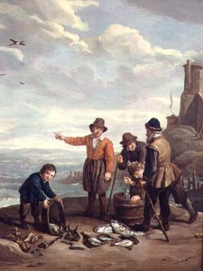 Fiskare på en strand av Jan Josef the Elder Horemans