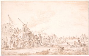Kustlandskap med en strandad val