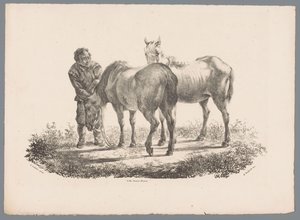 Man och två hästar Beesten Studien av J. Kobell efter Paul Potter Nr. 1 (serietitel) av Jan Kobell (III)