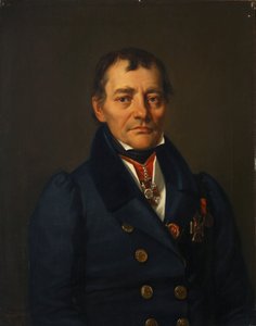 Porträtt av författaren Pyotr Ivanovich Sokolov 1766-1836, 1830