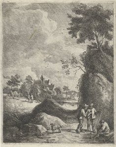 Landskap med resenärer och två herdar