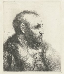 Byst av en gammal man med en päls av Jan Lievens