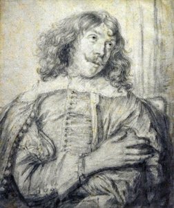 Jan Lievens (1607-1674) Porträtt av Adriaen Brouwer (ca 1640, krita på papper) MOU Oudenaarde 13-12-2018
