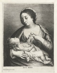 Mary med barn och ett päron Iesvs Maria (titel på objekt) av Jan Lievens