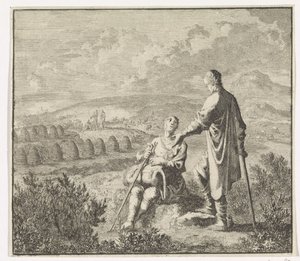 Emblem: fält Landskap med bikupor av Jan Luyken